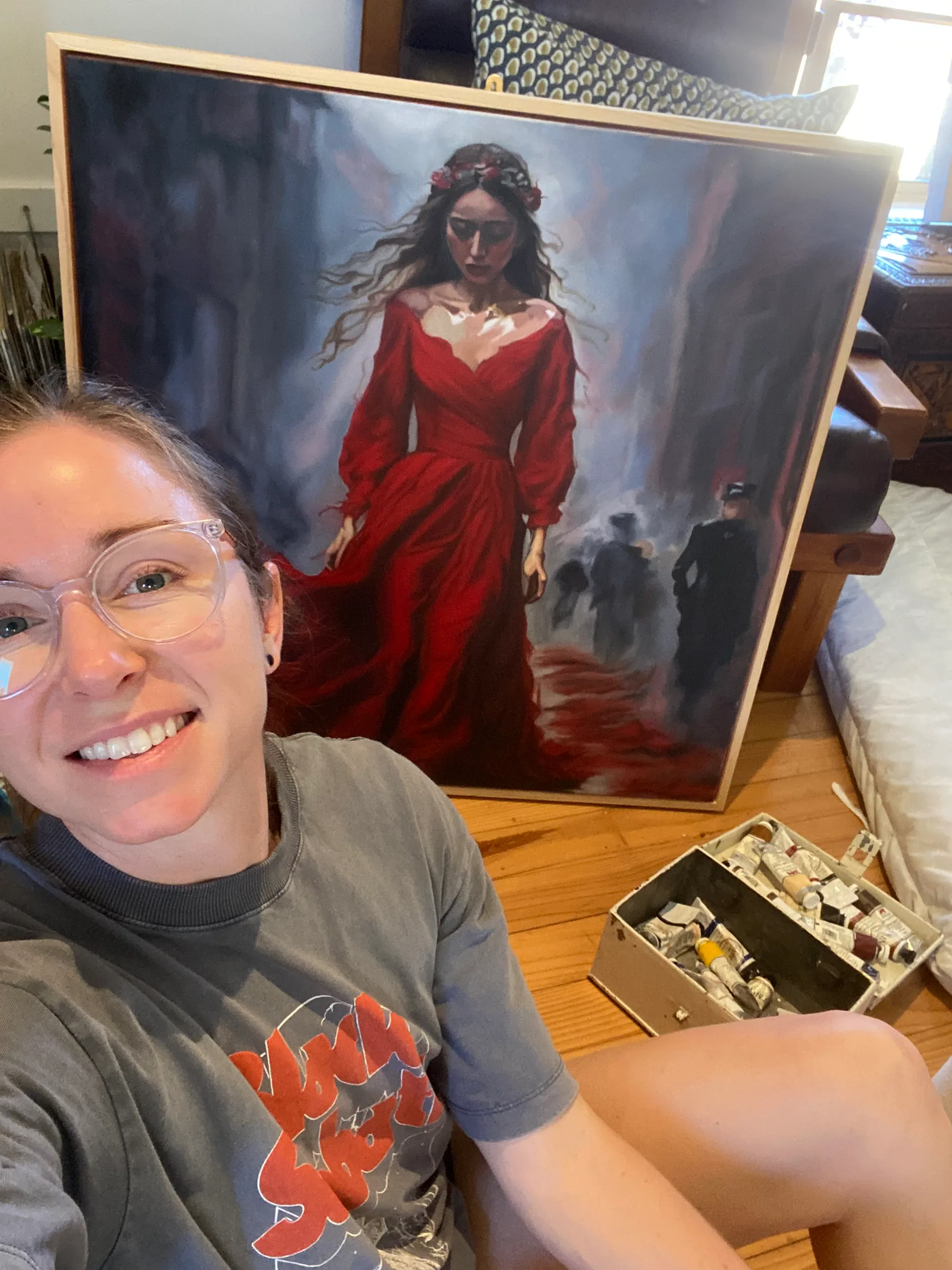 Leah Gordon with her painting